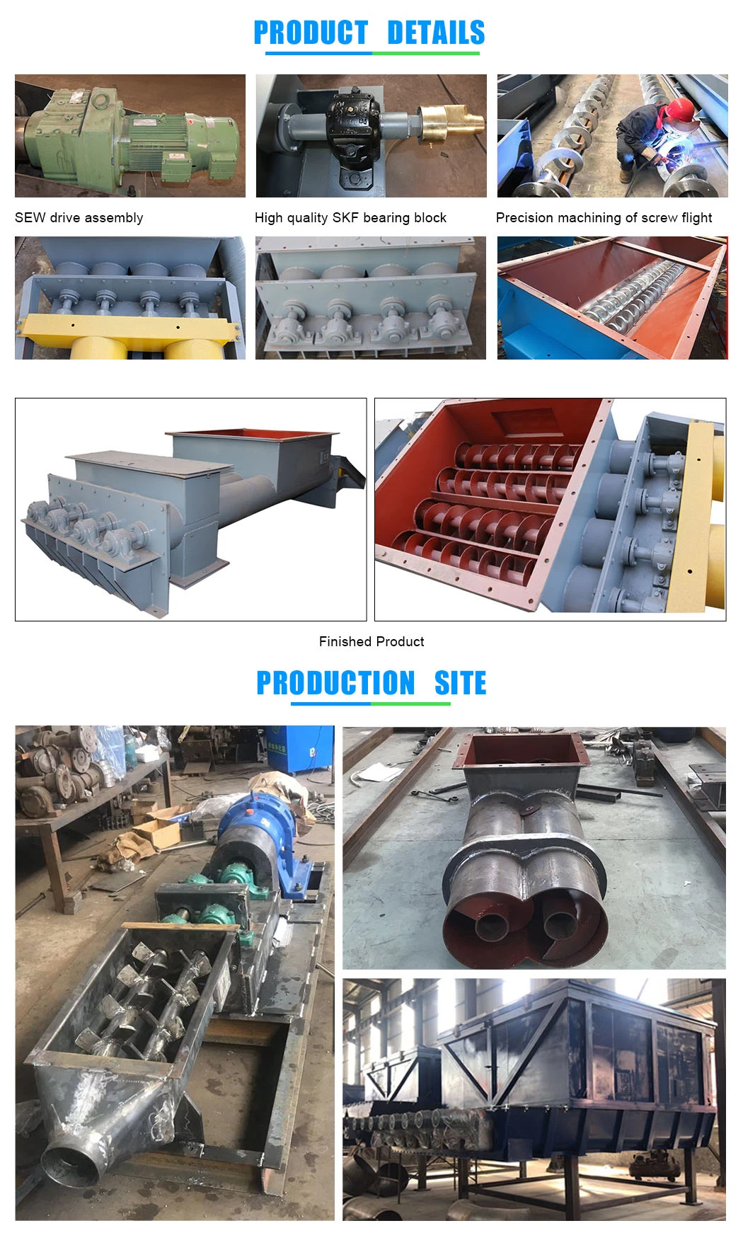 Multi Shafts U Trough Horizontal Auger Feeder for Pulp and Paper Industry