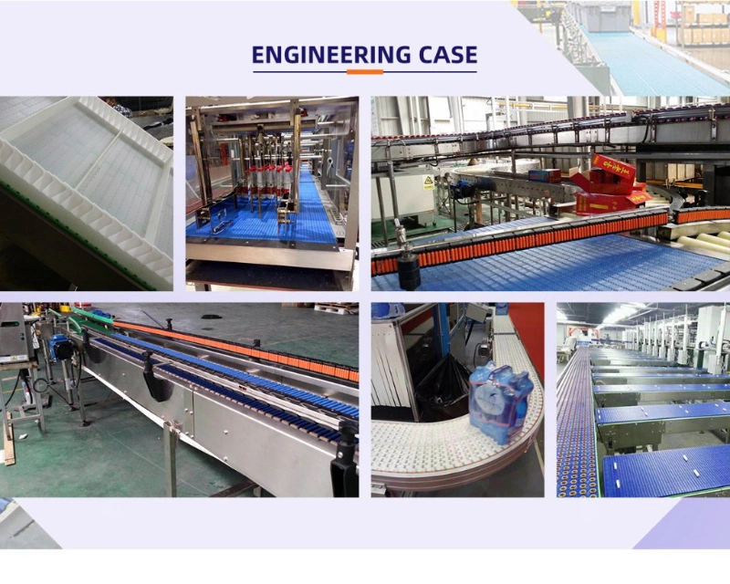 Manufacturer Flexible Plastic Modular Curve Chain Conveyor System Design for Beverage Bottles, Cans, Tissue Industry