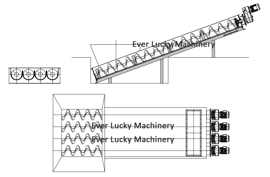Multi Shafts U Trough Horizontal Auger Feeder for Pulp and Paper Industry